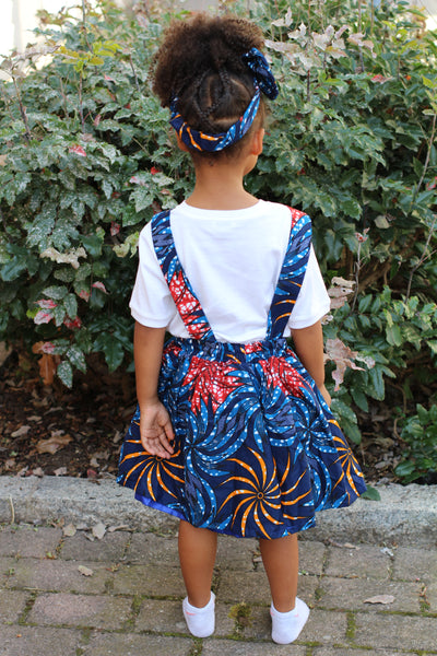 African print Dungaree "Blue Star"