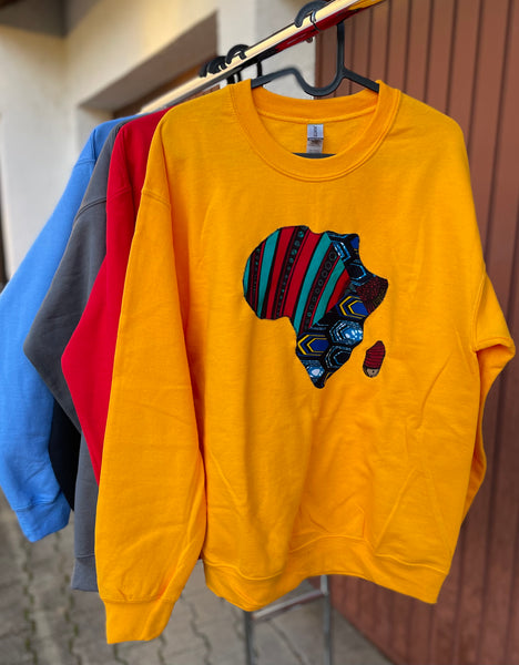 Unisex African Map Sweatshirt / Patchwork African Print Map Pullover